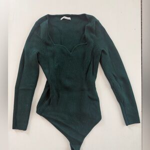 Abercrombie & Fitch Forest Green Ribbed Bodysuit
